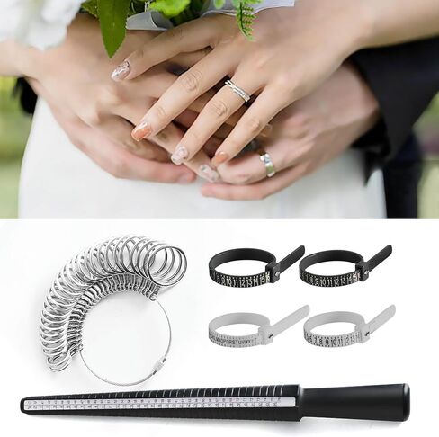 7 قطع أداة قياس مقاس الخاتم للرجال والنساء، جهاز قياس حلقة الإصبع المعدنية ومقاسات الخاتم لمجموعة صنع الخواتم، مغزل الخاتم، كيفية قياس أداة حجم الخاتم، قل وداعًا للخواتم السائبة. in Kuwait