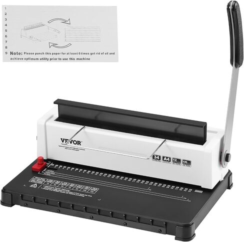 VEVOR Coil Spiral Binding Machine, Manual Book Maker with Electric Binding, 46-Holes Binding 500 Sheets Punch Binder, with 100pcs 5/16'' Coil Binding Spines, for Letter Size, A4, A5 in Saudi Arabia