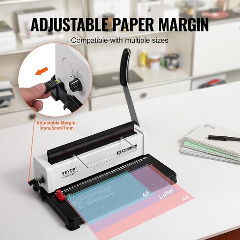 VEVOR Coil Spiral Binding Machine, Manual Book Maker with Electric Binding, 46-Holes Binding 500 Sheets Punch Binder, with 100pcs 5/16'' Coil Binding Spines, for Letter Size, A4, A5 in Saudi Arabia