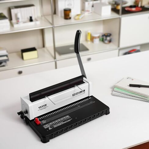 VEVOR Coil Spiral Binding Machine, Manual Book Maker with Electric Binding, 46-Holes Binding 500 Sheets Punch Binder, with 100pcs 5/16'' Coil Binding Spines, for Letter Size, A4, A5 in Saudi Arabia
