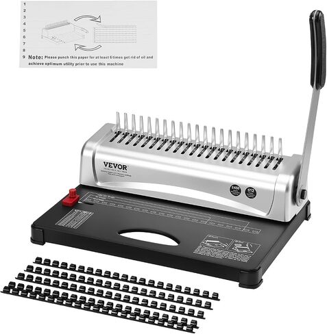 VEVOR Coil Spiral Binding Machine, Manual Book Maker with Electric Binding, 46-Holes Binding 500 Sheets Punch Binder, with 100pcs 5/16'' Coil Binding Spines, for Letter Size, A4, A5 in Saudi Arabia