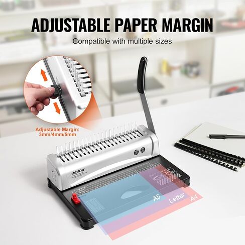 VEVOR Coil Spiral Binding Machine, Manual Book Maker with Electric Binding, 46-Holes Binding 500 Sheets Punch Binder, with 100pcs 5/16'' Coil Binding Spines, for Letter Size, A4, A5 in Saudi Arabia