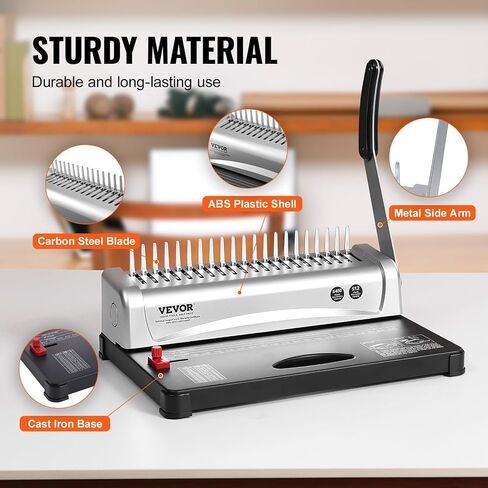 VEVOR Coil Spiral Binding Machine, Manual Book Maker with Electric Binding, 46-Holes Binding 500 Sheets Punch Binder, with 100pcs 5/16'' Coil Binding Spines, for Letter Size, A4, A5 in Saudi Arabia