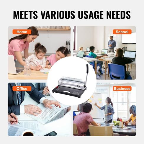VEVOR Coil Spiral Binding Machine, Manual Book Maker with Electric Binding, 46-Holes Binding 500 Sheets Punch Binder, with 100pcs 5/16'' Coil Binding Spines, for Letter Size, A4, A5 in Saudi Arabia