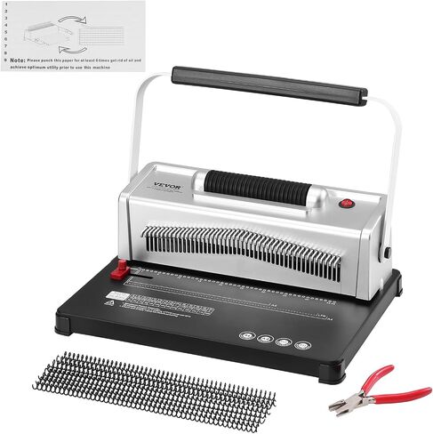 VEVOR Coil Spiral Binding Machine, Manual Book Maker with Electric Binding, 46-Holes Binding 500 Sheets Punch Binder, with 100pcs 5/16'' Coil Binding Spines, for Letter Size, A4, A5 in Saudi Arabia