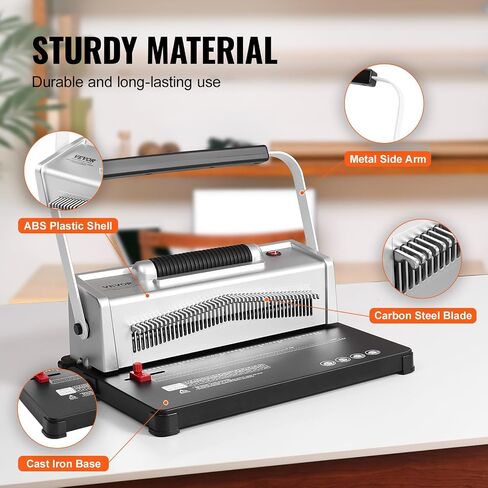 VEVOR Coil Spiral Binding Machine, Manual Book Maker with Electric Binding, 46-Holes Binding 500 Sheets Punch Binder, with 100pcs 5/16'' Coil Binding Spines, for Letter Size, A4, A5 in Saudi Arabia