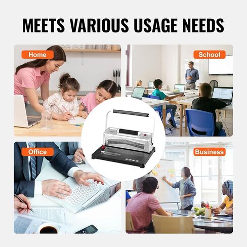 VEVOR Coil Spiral Binding Machine, Manual Book Maker with Electric Binding, 46-Holes Binding 500 Sheets Punch Binder, with 100pcs 5/16'' Coil Binding Spines, for Letter Size, A4, A5 in Saudi Arabia