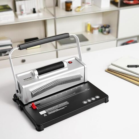 VEVOR Coil Spiral Binding Machine, Manual Book Maker with Electric Binding, 46-Holes Binding 500 Sheets Punch Binder, with 100pcs 5/16'' Coil Binding Spines, for Letter Size, A4, A5 in Saudi Arabia