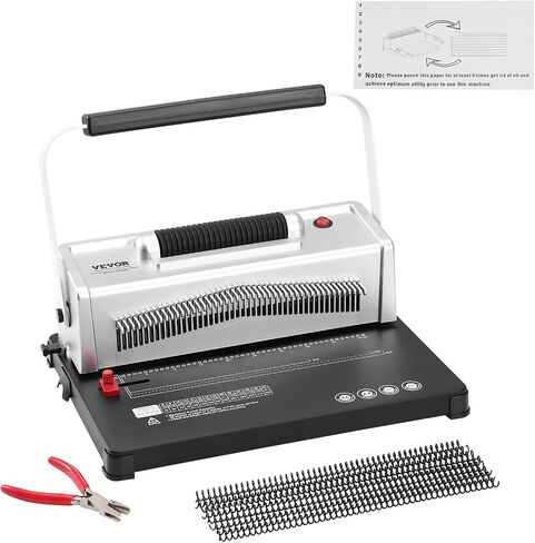 VEVOR Coil Spiral Binding Machine, Manual Book Maker with Electric Binding, 46-Holes Binding 500 Sheets Punch Binder, with 100pcs 5/16'' Coil Binding Spines, for Letter Size, A4, A5 in Saudi Arabia