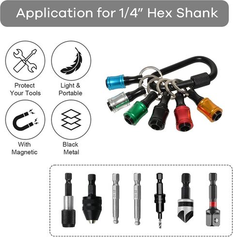 6Pcs Drill Bit Holder Key Chain - 1/4 inch Hex Shank Screwdriver Head Magnetic Ring, Drill Bit Organizer for Quick Release and Easy Change, Light Weight Impact Bit Holder in Saudi Arabia
