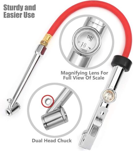 منفاخ الإطارات AstroAI مع مقياس الضغط، ملحقات ضاغط الهواء 120 رطل لكل بوصة مربعة RV برأس مزدوج من الدرجة التجارية شديدة التحمل مع خرطوم مطاطي. هدايا للرجال in Kuwait