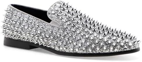 J75 Men's Luxor-3 Spiked Slip-on Loafer | All-Over Metallic Spikes | Ornaments and Glitter | Formal Smoking Slipper in Saudi Arabia