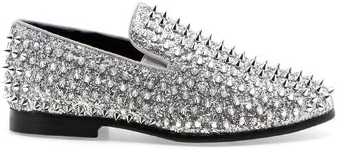 J75 Men's Luxor-3 Spiked Slip-on Loafer | All-Over Metallic Spikes | Ornaments and Glitter | Formal Smoking Slipper in Saudi Arabia