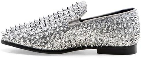 J75 Men's Luxor-3 Spiked Slip-on Loafer | All-Over Metallic Spikes | Ornaments and Glitter | Formal Smoking Slipper in Saudi Arabia