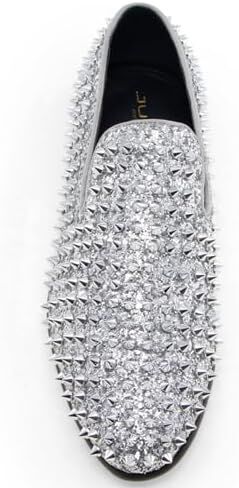 J75 Men's Luxor-3 Spiked Slip-on Loafer | All-Over Metallic Spikes | Ornaments and Glitter | Formal Smoking Slipper in Saudi Arabia