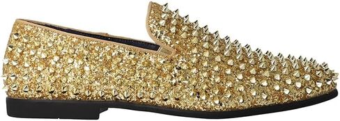 J75 Men's Luxor-3 Spiked Slip-on Loafer | All-Over Metallic Spikes | Ornaments and Glitter | Formal Smoking Slipper in Saudi Arabia