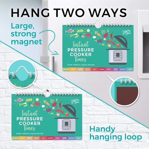 ورقة الغش لأوقات الطهي للطباخ المغناطيسي بالضغط الكهربائي (خط كبير) - مخطط مرجعي متوافق مع الوعاء الفوري وInstaPot + طريقة مثالية للبيض المسلوق، ونصائح وحيل الطبخ in Kuwait