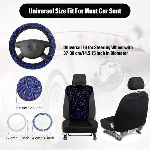 13 Pack Bling Car Seat Covers Set Car Diamond Accessories Rhinestone Crystal Steering Wheel Cover, Bling Velvet Breathable Seat Cover, Glitter Center Console Pad Universal Car Interior (Red) in Saudi Arabia
