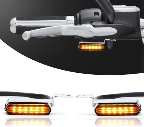 LED Turn Signals, Flowing Handlebar Marker Light Motorcycle Mini Blinkers Compatible with Harley Honda Yamaha Kawasaki Cafe Racer Cruiser Street Bikes and More - Black in Saudi Arabia