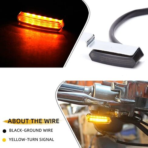 LED Turn Signals, Flowing Handlebar Marker Light Motorcycle Mini Blinkers Compatible with Harley Honda Yamaha Kawasaki Cafe Racer Cruiser Street Bikes and More - Black in Saudi Arabia