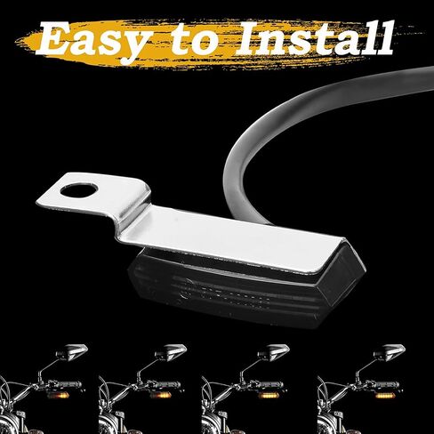 LED Turn Signals, Flowing Handlebar Marker Light Motorcycle Mini Blinkers Compatible with Harley Honda Yamaha Kawasaki Cafe Racer Cruiser Street Bikes and More - Black in Saudi Arabia