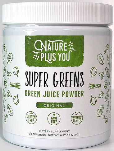 Super Greens Powder Organic Blend: Non-GMO Supplement, includes Spirulina, Alfalfa, Spinach, Probiotics, Fiber and Digestive Enzymes, No Artificial Sweeteners, 30 Servings in Saudi Arabia