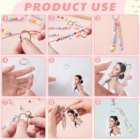 30 Set Graduation Acrylic Photo Insert Keychain Acrylic Picture Keychain Blanks Personalized DIY Blank Keychain Set with Adjustable Letter Heart Shape and Transparent Beads for Craft Graduation Gifts in Saudi Arabia