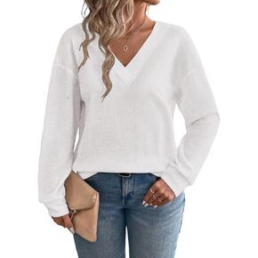Eytino Plus Size for Women V Neck Long Sleeve Tee Shirts Loose Casual 2025 Fashion Outfits Clothes(1X-5X) in Kuwait