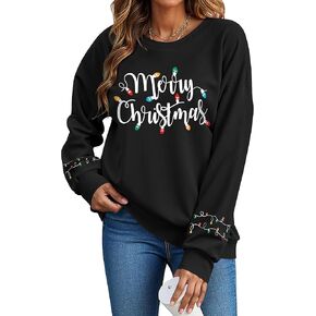 Womens Christmas Sweatshirts Long Sleeve Merry Christmas Sweater Crewneck Xmas Holiday Shirt Pullover Tops in Kuwait
