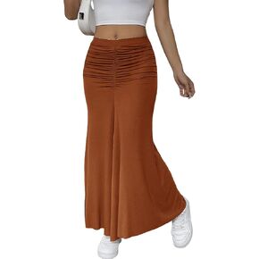 HELYO Women's Elegant Casual Work Business Summer High Waisted Dress Skirts Boho Flowy A Line Long Maxi Skirt S39 in Kuwait