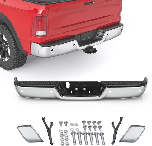MOSTPLUS Chrome Rear Bumper Assembly Compatible for 09-18 Dodge Ram 1500/10-12 Ram 2500 3500 no Parking Sensor Holes Complete Back Step Bumpers in Saudi Arabia