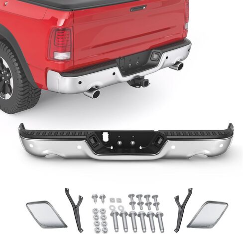 MOSTPLUS Chrome Rear Bumper Assembly Compatible for 09-18 Dodge Ram 1500/10-12 Ram 2500 3500 no Parking Sensor Holes Complete Back Step Bumpers in Saudi Arabia