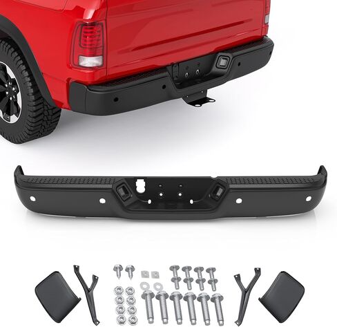 MOSTPLUS Chrome Rear Bumper Assembly Compatible for 09-18 Dodge Ram 1500/10-12 Ram 2500 3500 no Parking Sensor Holes Complete Back Step Bumpers in Saudi Arabia