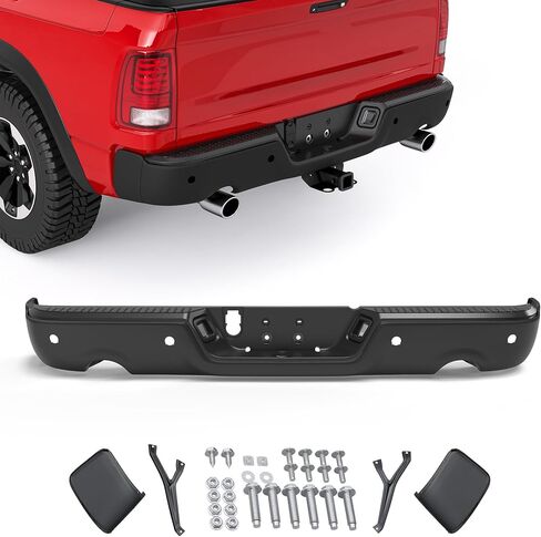 MOSTPLUS Chrome Rear Bumper Assembly Compatible for 09-18 Dodge Ram 1500/10-12 Ram 2500 3500 no Parking Sensor Holes Complete Back Step Bumpers in Saudi Arabia