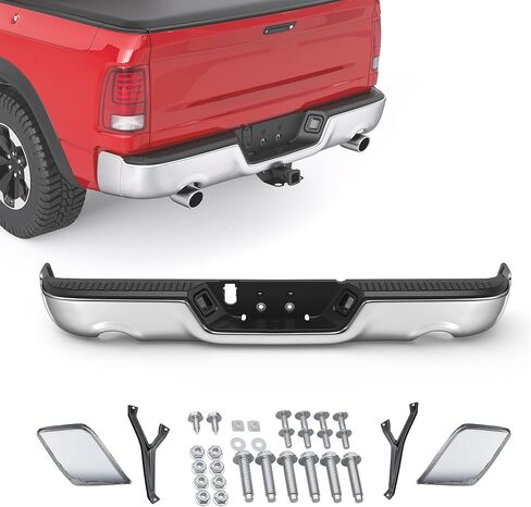 MOSTPLUS Chrome Rear Bumper Assembly Compatible for 09-18 Dodge Ram 1500/10-12 Ram 2500 3500 no Parking Sensor Holes Complete Back Step Bumpers in Saudi Arabia