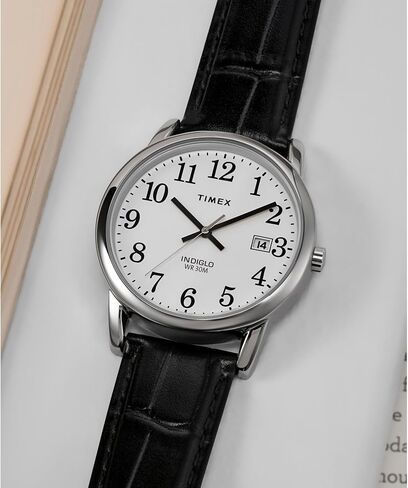 Timex Men's Easy Reader 35mm Watch - Black Strap White Dial Silver-Tone Case in Saudi Arabia