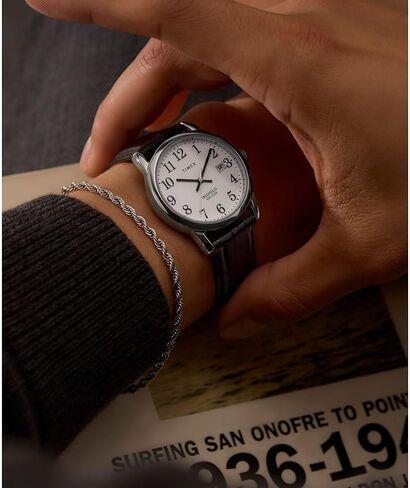 Timex Men's Easy Reader 35mm Watch - Black Strap White Dial Silver-Tone Case in Saudi Arabia
