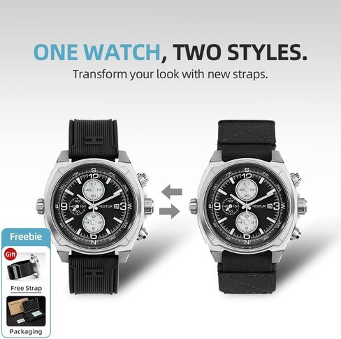 Men's Military Tactical Titanium Watch 44.5mm, Solar-Powered, Sapphire Field Quartz Wrist Watches, Chronograph, 150bar, Day, Alarm, Super Luminous in Saudi Arabia