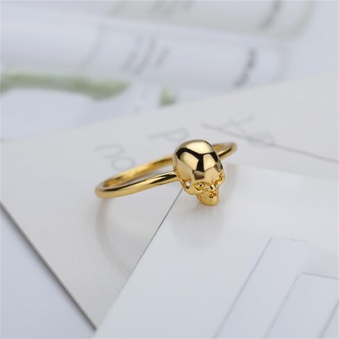 Punk Skull Head Knuckle Rings for Women Men Fashion Stackable Joint Tiny Finger Band Statement Biker Skeleton Thumb Halloween Ring Gothic Style Cocktail Party Personalized Jewelry in Saudi Arabia