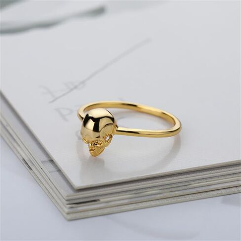 Punk Skull Head Knuckle Rings for Women Men Fashion Stackable Joint Tiny Finger Band Statement Biker Skeleton Thumb Halloween Ring Gothic Style Cocktail Party Personalized Jewelry in Saudi Arabia