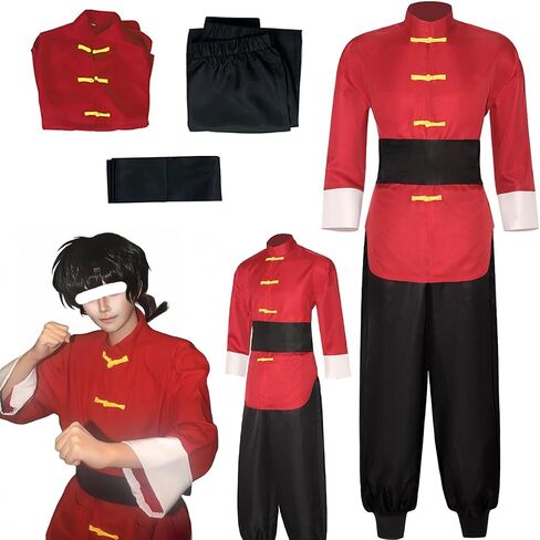 Ranma 2/1 Cosplay Costume Men Kung Fu Outfit Halloween Set Full Adult in Saudi Arabia