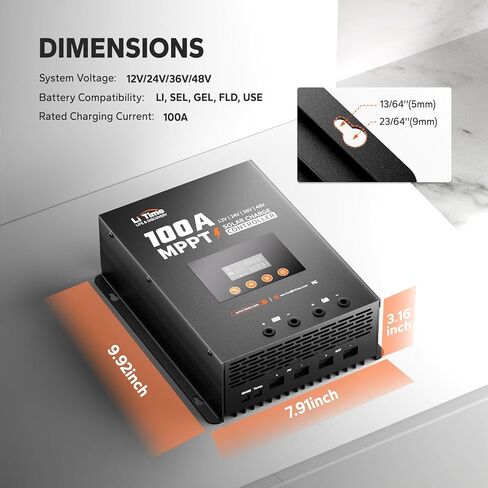 LiTime 30 Amp MPPT 12V/24V/Auto DC Input Solar Charge Controller Build-in Bluetooth Module, Parameter Adjustable LCD Display LED Indicators Solar Panel in Kuwait