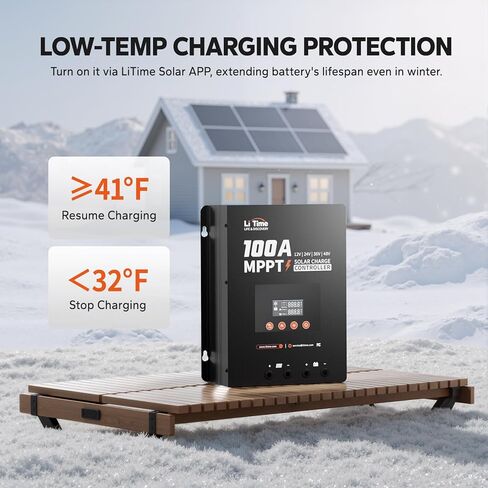 LiTime 30 Amp MPPT 12V/24V/Auto DC Input Solar Charge Controller Build-in Bluetooth Module, Parameter Adjustable LCD Display LED Indicators Solar Panel in Kuwait