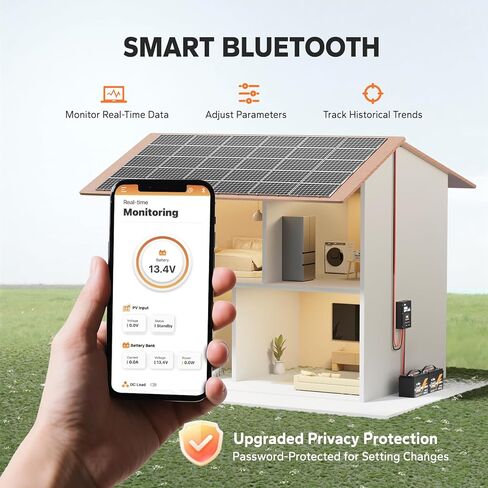 LiTime 30 Amp MPPT 12V/24V/Auto DC Input Solar Charge Controller Build-in Bluetooth Module, Parameter Adjustable LCD Display LED Indicators Solar Panel in Kuwait