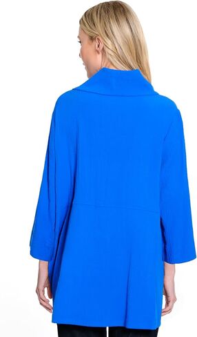 Ali Miles womens Woven Pucker Fabric Tunic Cowl Neck Button Details in Kuwait
