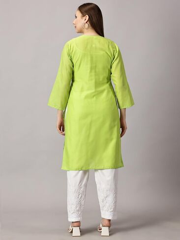 FCH, Fashionable Chikan Handikraft Women's Embroidered Cotton dress Chikankari kurta for women Tops kurti Set With Bottom in Saudi Arabia