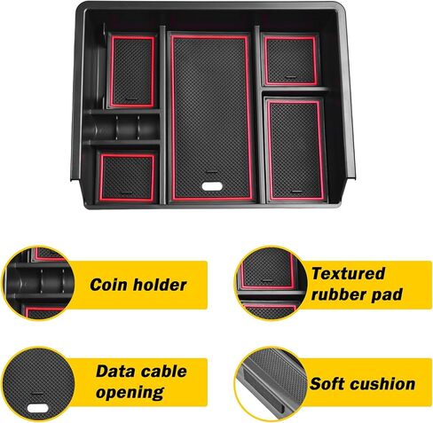 TACOBRO Full Center Console Organizer Compatible with 2014-2018 Sierra 1500 /Silverado 1500 Accessories 2015-2019 Silverado/Sierra 2500 3500HD Compartment Cover Insert Tray Storage, Blue in Kuwait
