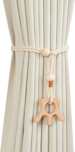 2 Pack Wooden Curtain Tiebacks - Animal Shaped Hand Carved Drapery Holdbacks, Decorative Window Accessories for Living Room, Bedroom (2, Elephant) in Saudi Arabia