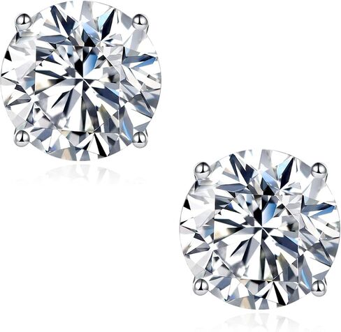 Imitation Diamond Moissanite Stud Earrings: 0.6-4ct 18K White Gold Plated 925 Sterling Silver Post Cartilage Earrings - Hypoallergenic Earrings for Women Men Sensitive Ears Piercing Studs in Saudi Arabia