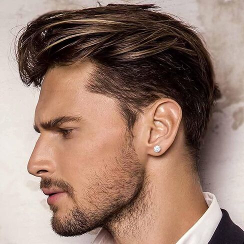 Imitation Diamond Moissanite Stud Earrings: 0.6-4ct 18K White Gold Plated 925 Sterling Silver Post Cartilage Earrings - Hypoallergenic Earrings for Women Men Sensitive Ears Piercing Studs in Saudi Arabia